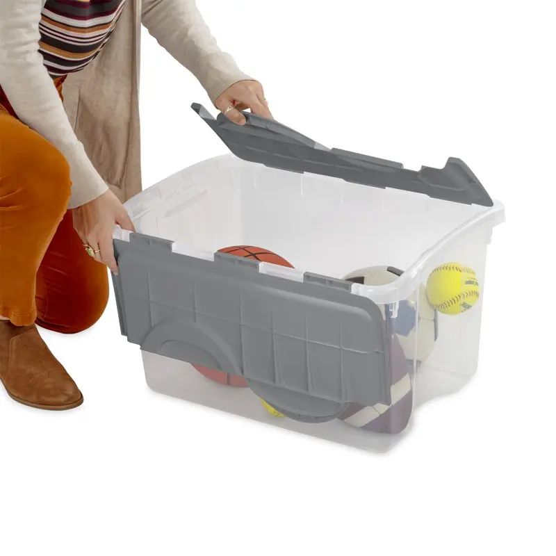

High-Quality Titanium and Plastic Qt. Hinged Lid Storage Box Set - 6 Pieces