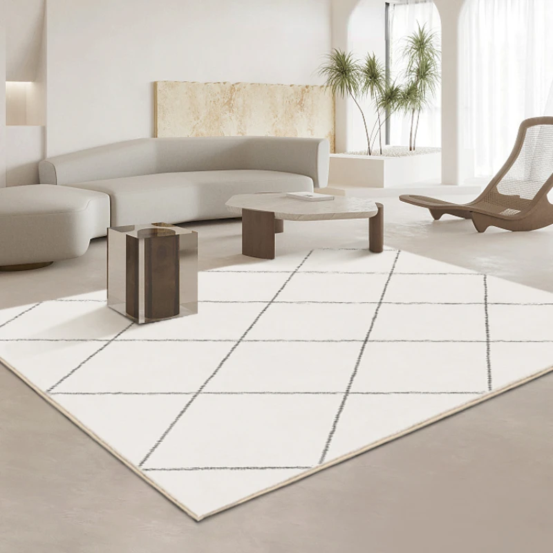 Minimalist Coffee Table Carpet Living Room White Line Rug Homestay Bedroom Plush Bedside Carpets Dressing Table Cloakroom Rugs