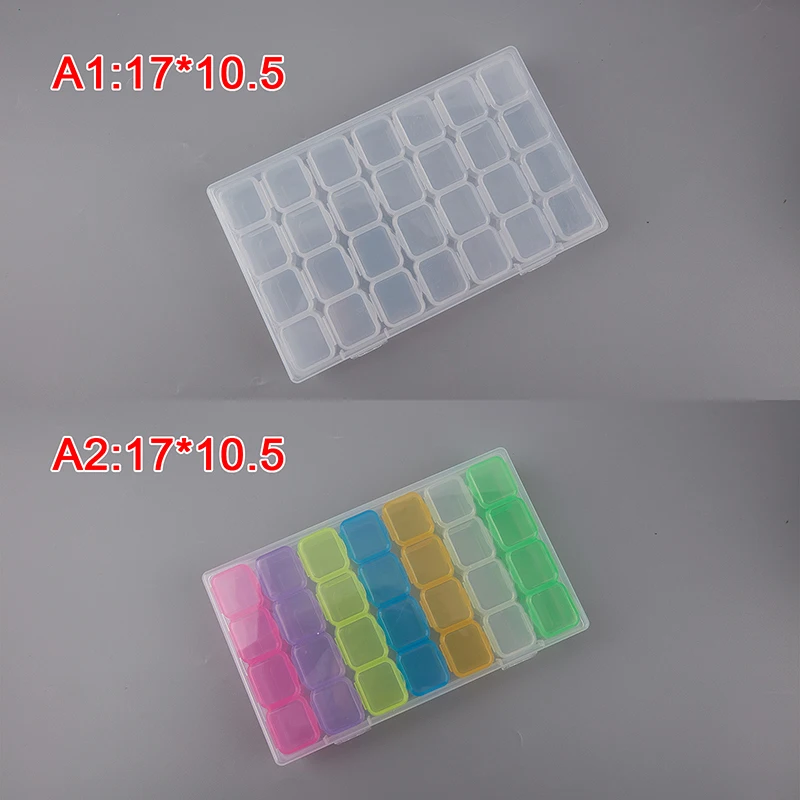 

28 Slot Transparent Plastic Storage Box Diamond Painting Accessories Tool Nail Art Rhinestone Bead Storage Box