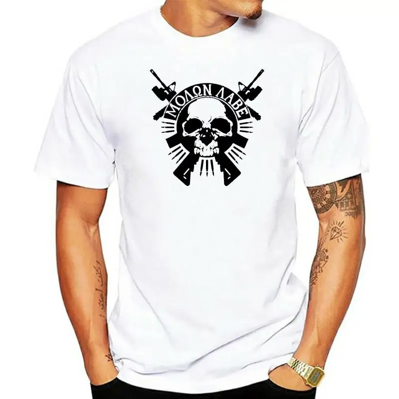 

New Hot sale 100% cotton Rothco Molon Labe Skull T-Shirt Funny