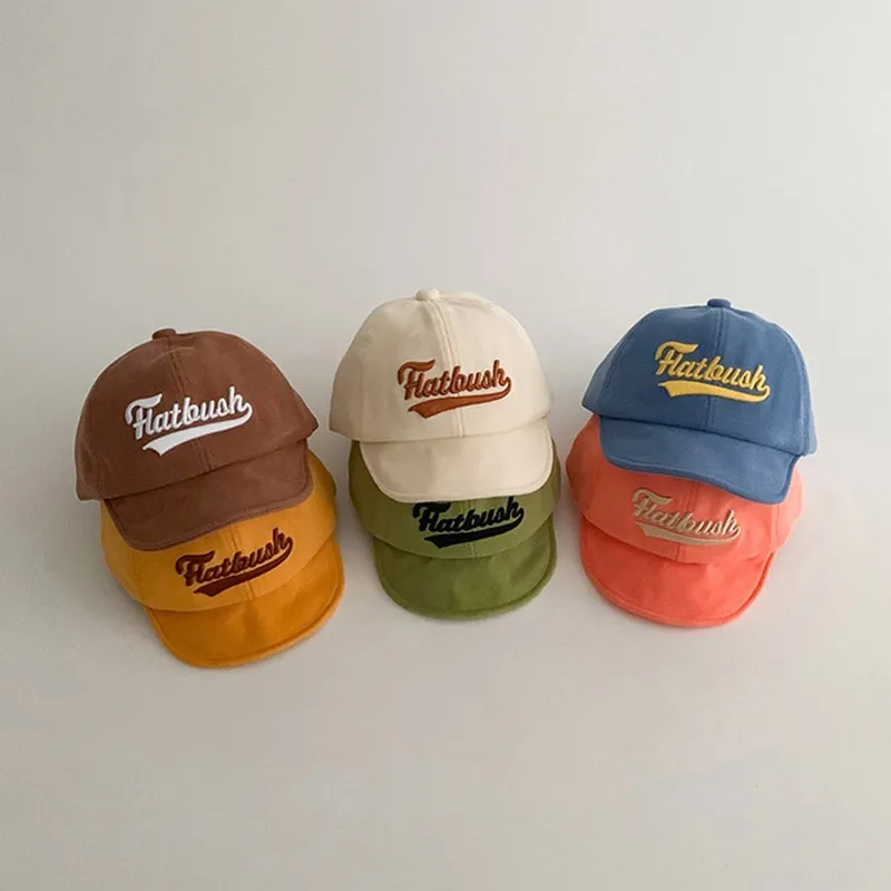 

Spring Autumn Girl Baby Embroidery Letter Casquette Boy Children Simple Adjust Baseball Cap Summer Kid Cotton Sunscreen Sun Hat