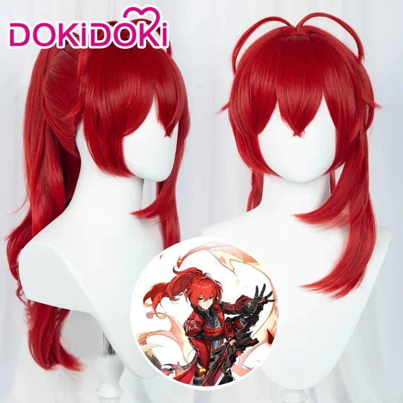 

IN STOCK Diluc Skin Wig Game Genshin Impact Diluc High Ponytail Cosplay DokiDoki Long Hair Red Dead of Night Wig Genshin Impact