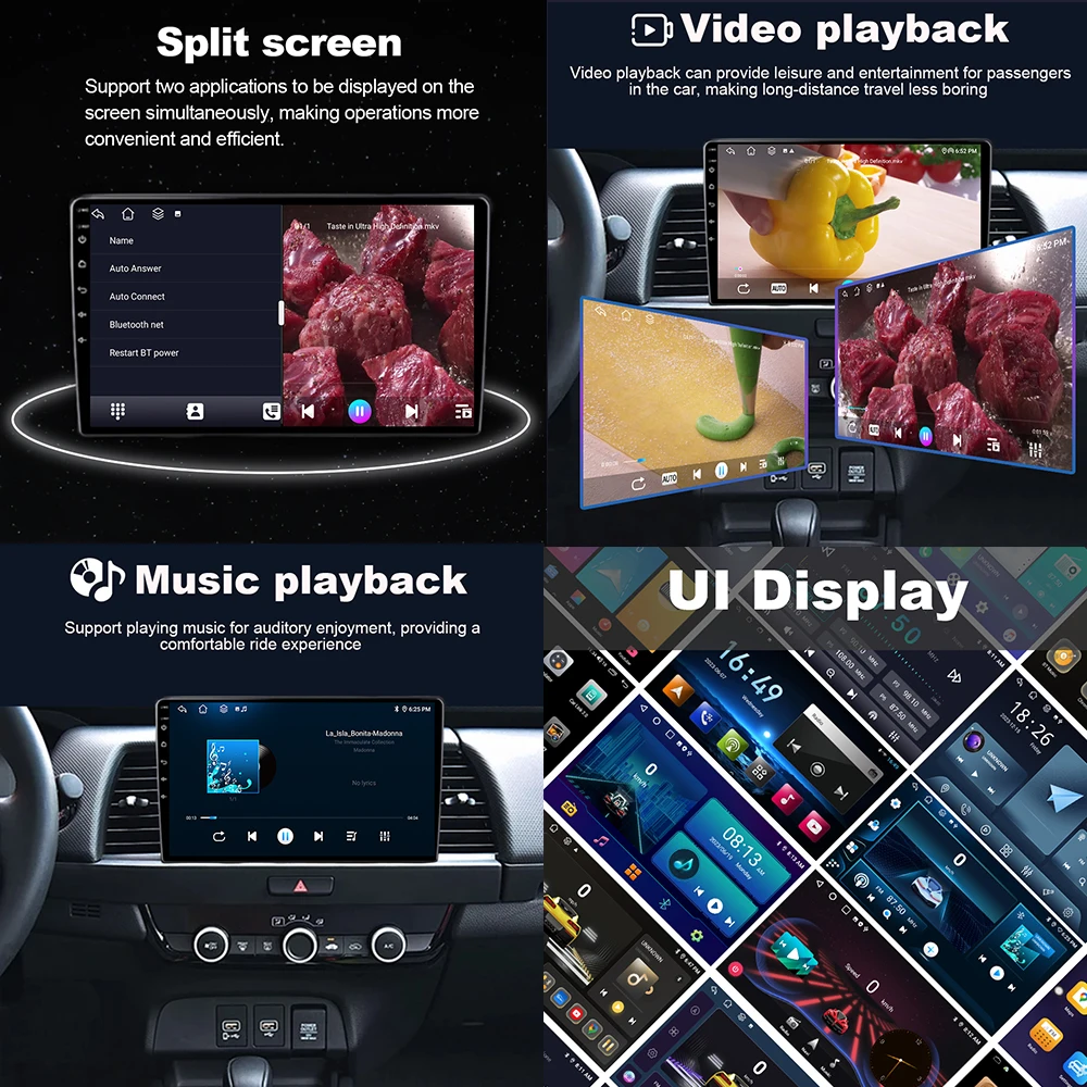 9-дюймовый Автомобильный Мультимедийный Радиоплеер Gps Navi Android Os Bt Dsp Стерео Qled