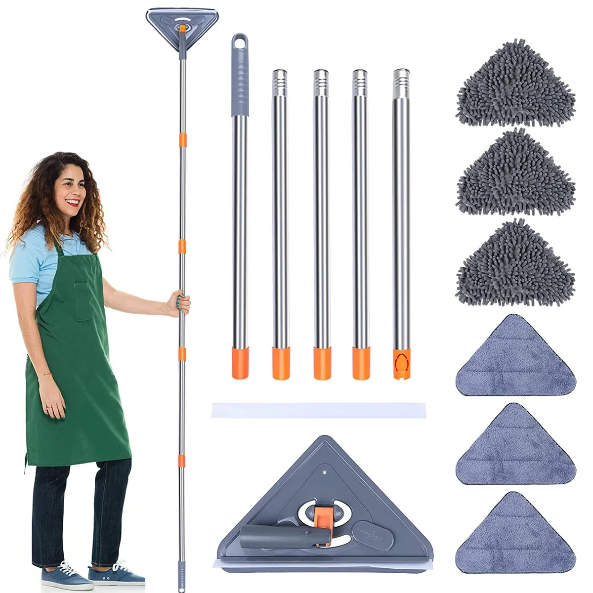 

Long Handle Cleaning Mop Household 360Rotating Triangle Adjustable Mops Dry and Wet Microfiber Ceiling Dust Removal Cleaner Tool