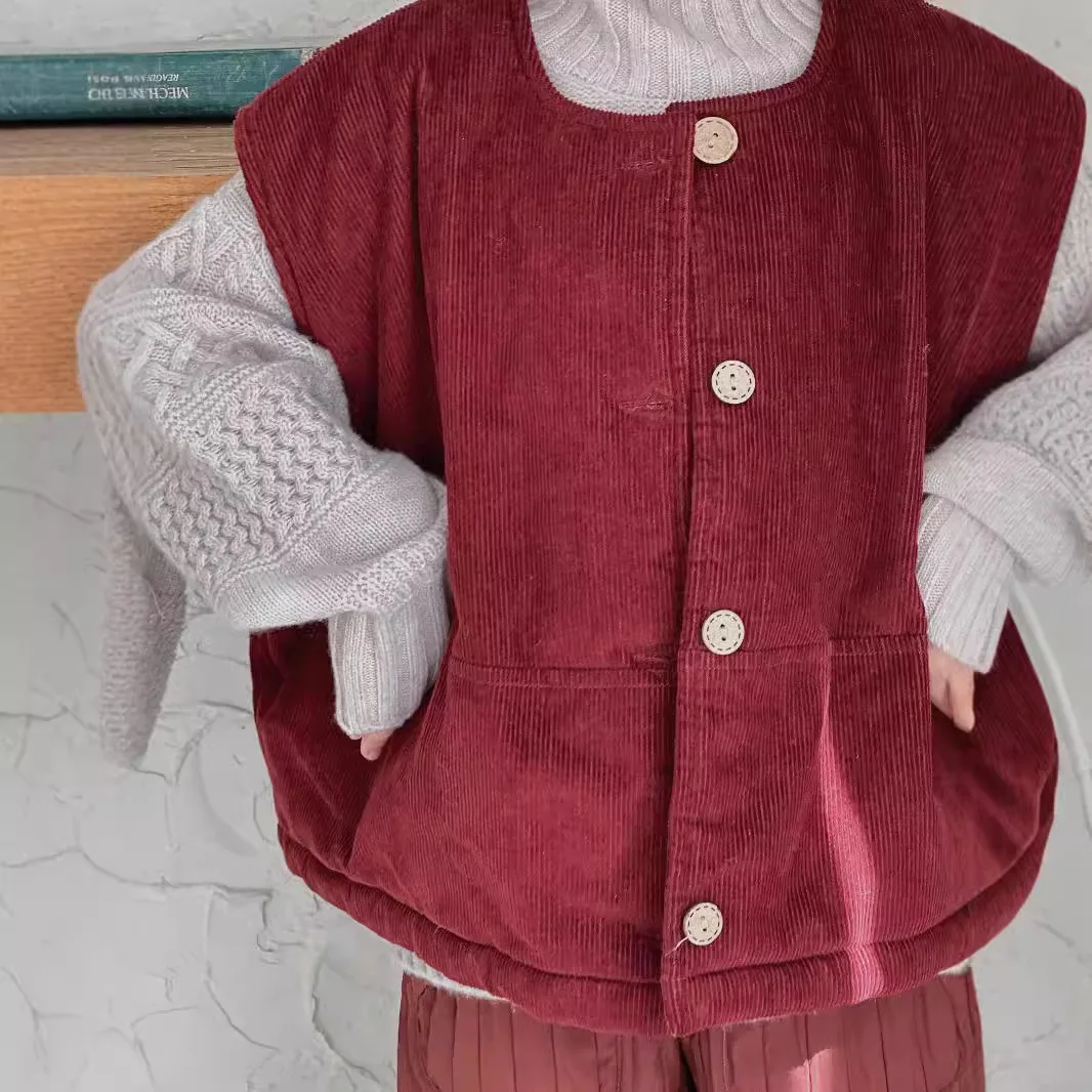Корейская детская одежда жилет для девочек новинка осени и зимы 2024 детский