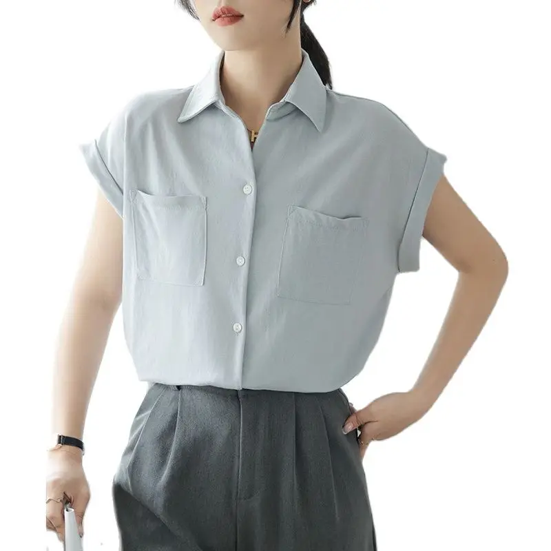

Korean Fashion Girls Blouse Short Sleeves Chiffon Summer Fashion Thin Soft Design Women Blouses