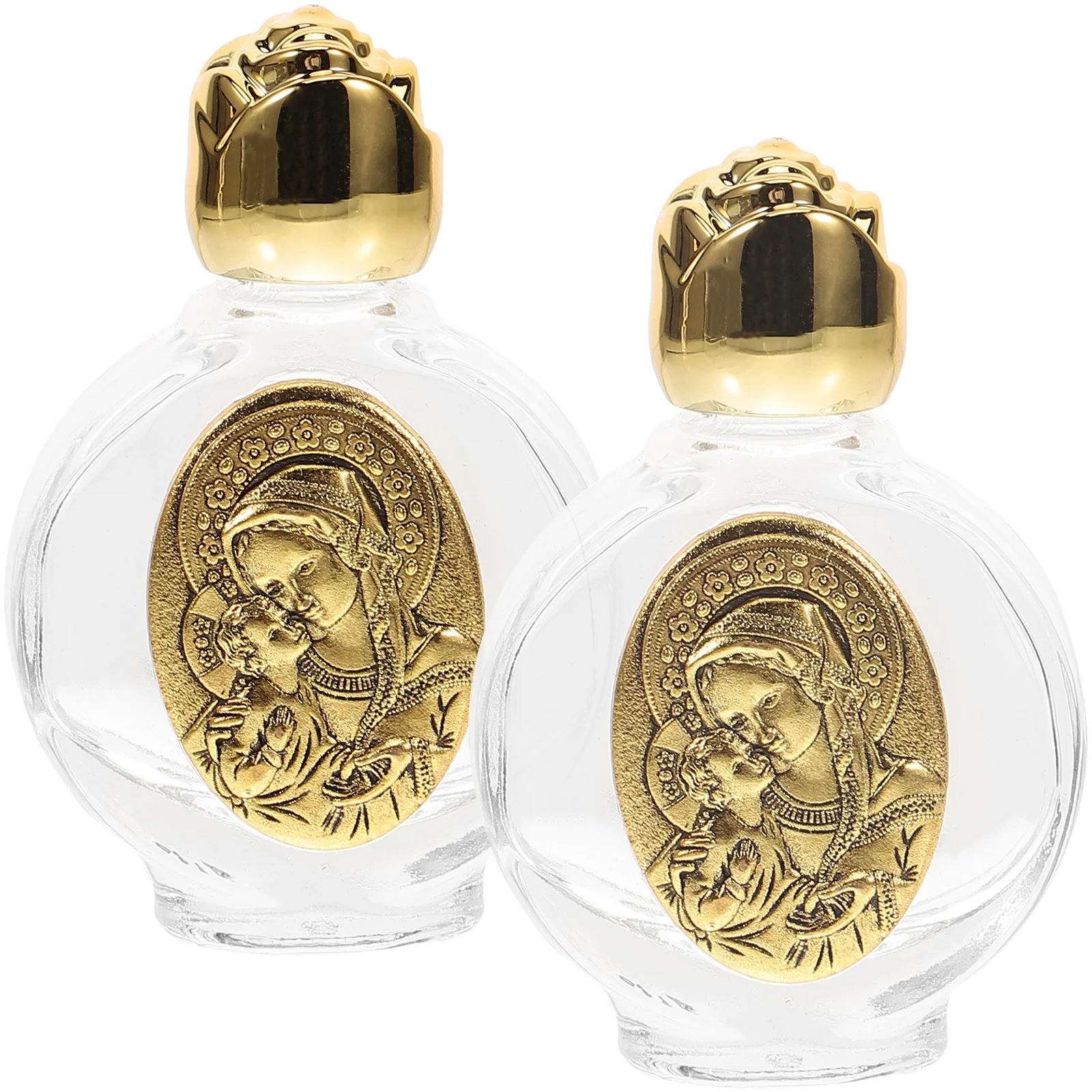 

2 Pcs Embossed Water Bottle Ornaments Little Bottles Containers Refillable Girls Glass Alloy Small Holy