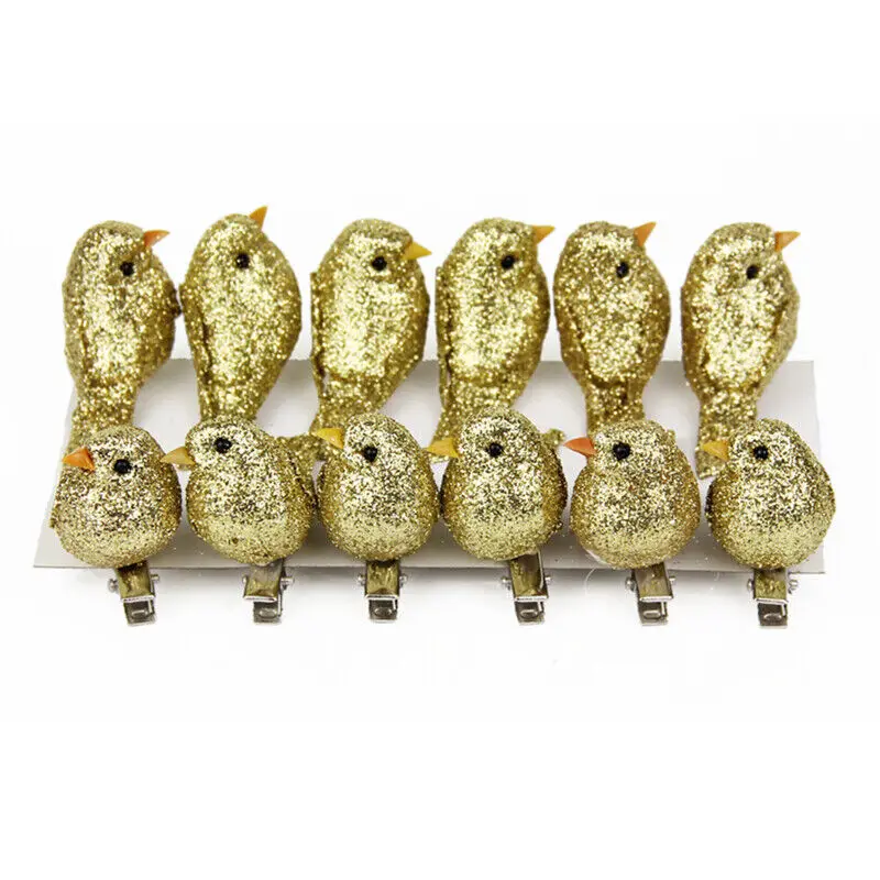 

Декоративные птички для ёлки 12 шт.