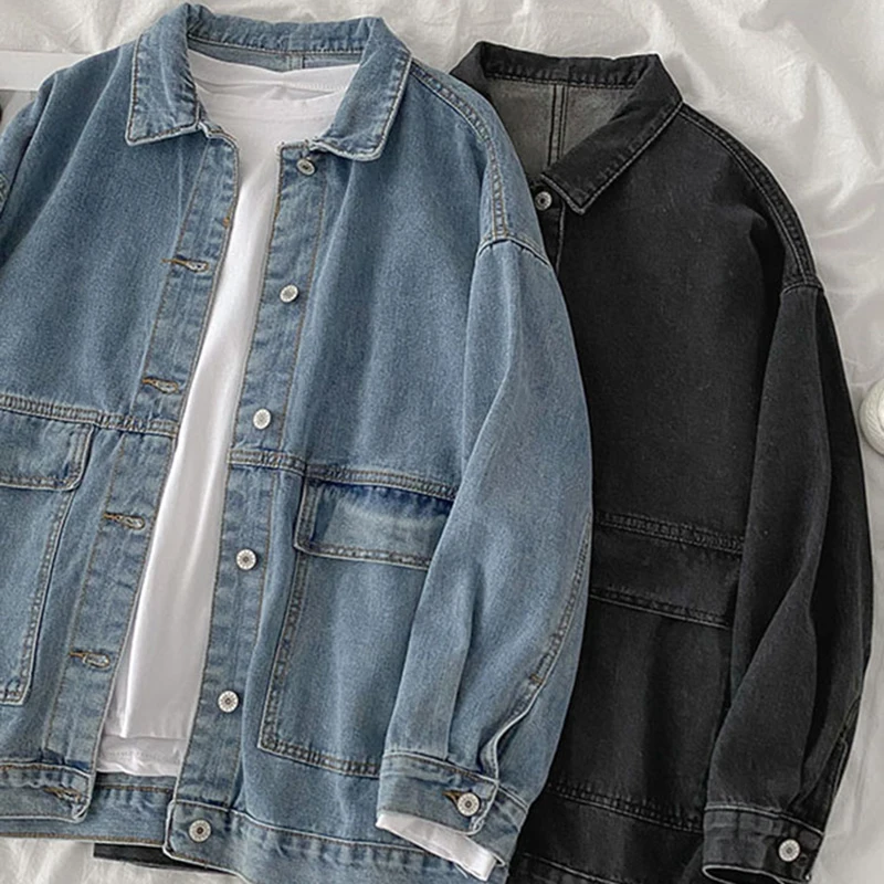 

Long Sleeve Jean Jacket Women Fall 2022 New Fashion Loose Casual Coats Turn-down Collar Female Single Breasted Outwear Coats