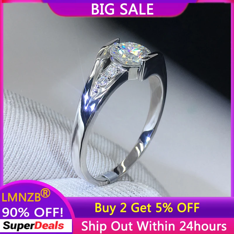 

LMNZB With Credentials Tibetan Silver 0.5ct Zirconia Rings For Women Engagement Wedding Jewelry With Gift Box