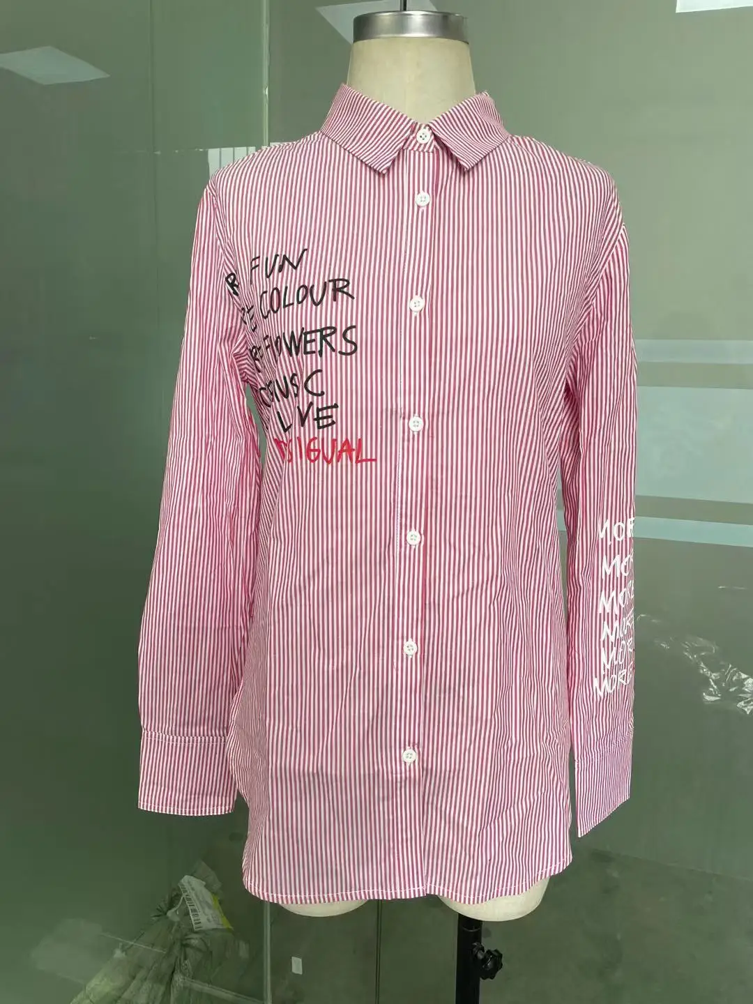 

Spanish Pink Strip Thin Long Sleeve Top