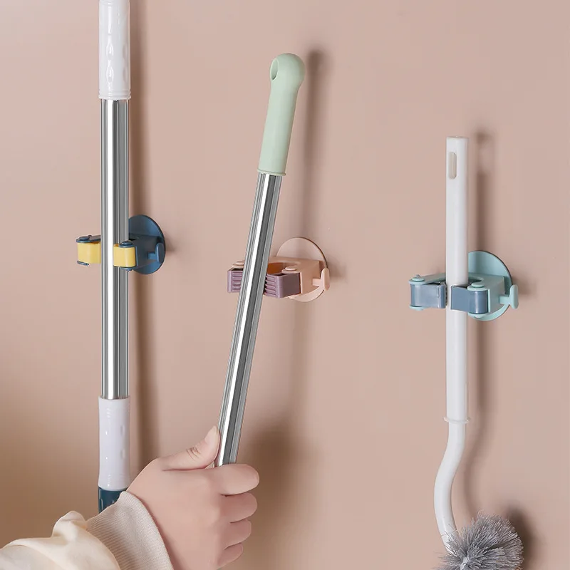 

1pcs High Quality Wall Mounted Mop Organizer Holder Brush Broom Hanger Home Storage Rack Bathroom Suction Hanging Pipe Hooks