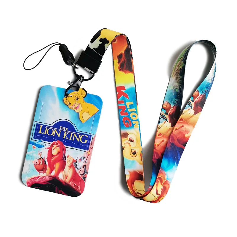 original disney cartoon the lion king cute kids key lanyard keychain office id card pass mobile phone key badge holder jewelry free global shipping