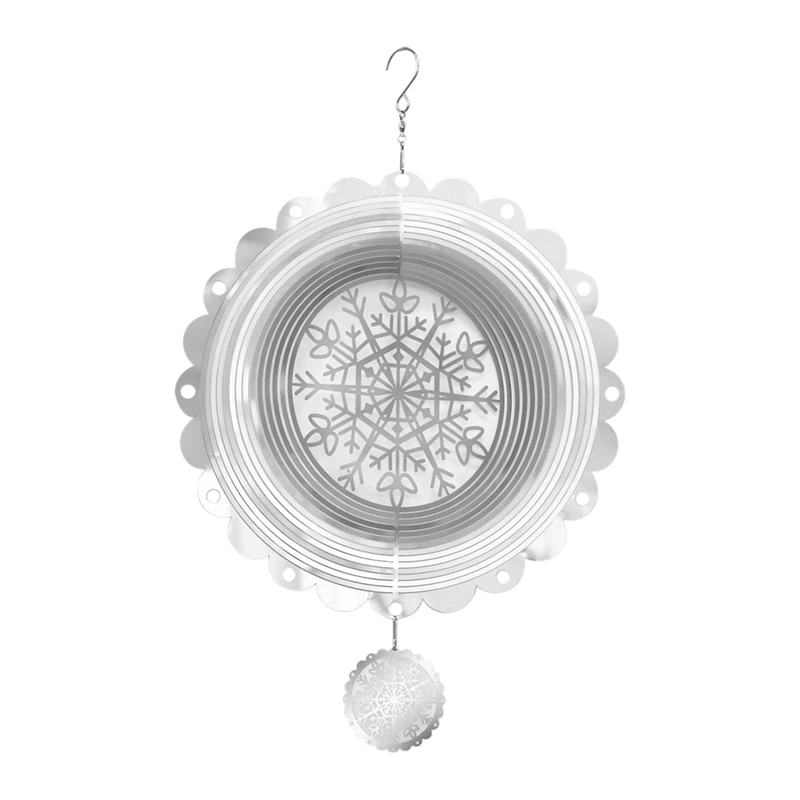 

Hanging Wind Spinner Outdoor Hanging Decor Reflective Snowflake Christmas Ornaments For Garden Courtyards