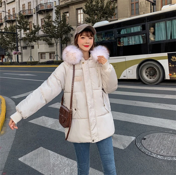 2023 Winter New Women's Hooded Long-sleeved Solid Color Casual Women's Down Cotton Jacket Korean Fashion Loose Thick Warm Jacket