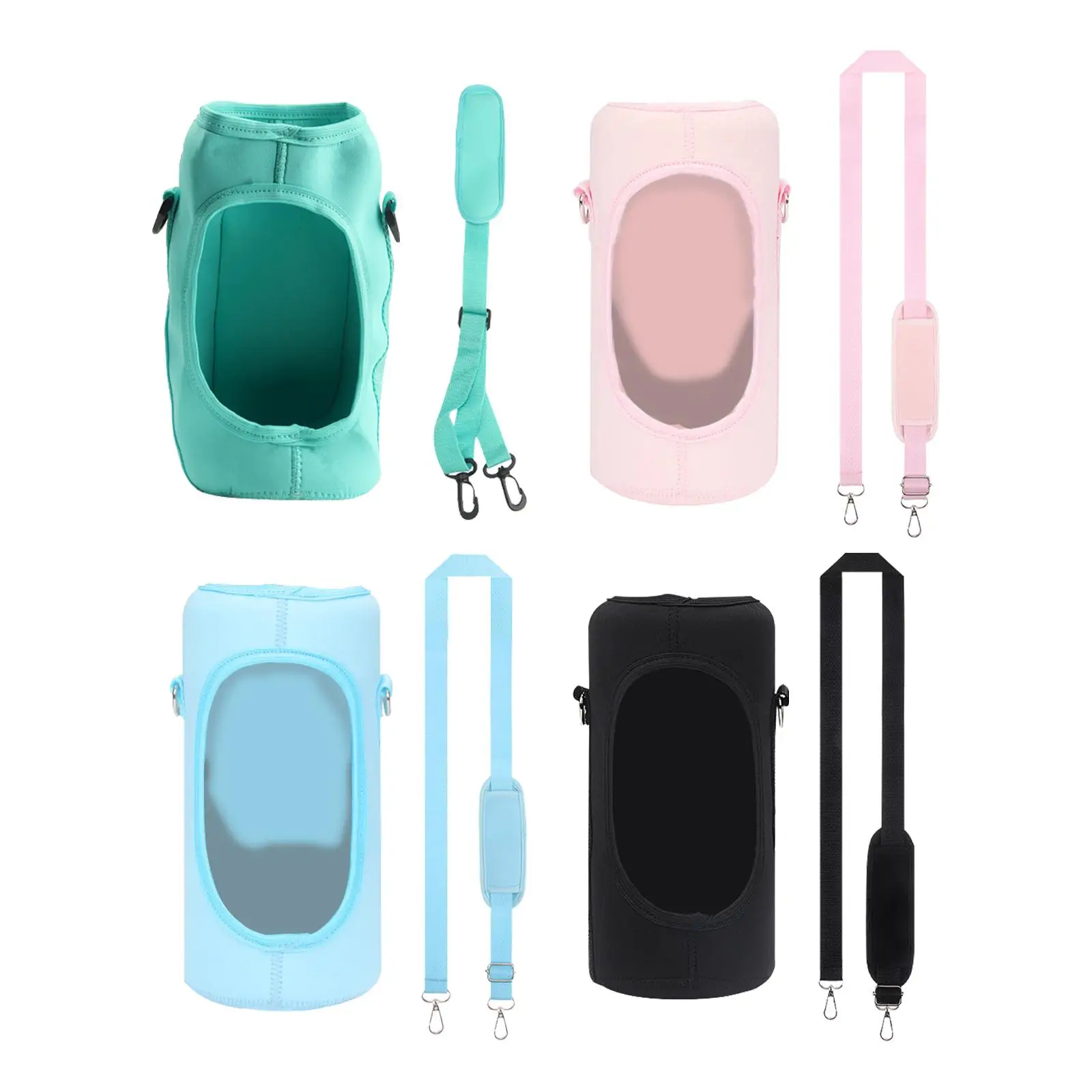 

Neoprene Water Bottle Carrier Bag Pouch 2 Pocket Holder with Adjustable Shoulder Strap 0.5 Gallon for Travelling Hiking