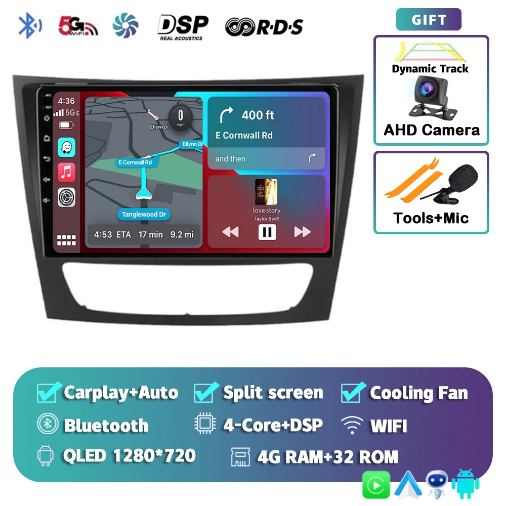 

Android 15 Carplay автомобильный мультимедиа для Mercedes Benz E-class W211 E200 E220 E300 E350 E240 E270 E280 CLS CLASS W219 2 din Стерео