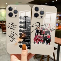 korean style kpop stray kids phone case for iphone 11 12 13 pro max mini xr xs max 7 8 plus se 2020 fashion glass silicone cover