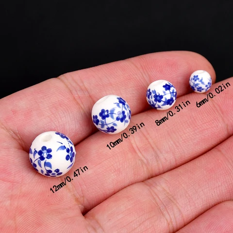 Керамические бусины 6/8/10/12 мм, набор из 20 штук