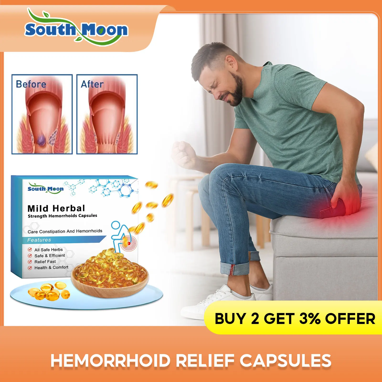 Травяные капсулы от геморроя облегчение анальных трещин боль набряки