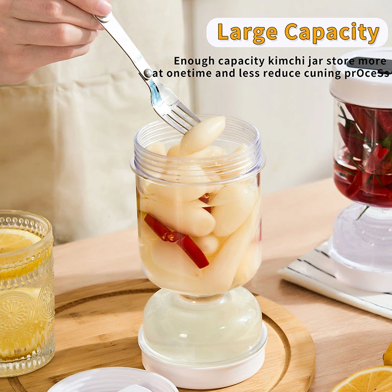 

Dry Wet Separation Design Pickle Jar Hourglass Pickle Separator With Strainer Kimchi And Olive Storage Container With Fork