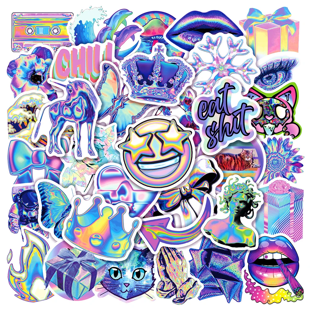 

10/30/50PCS Cool Holographic Laser Cartoon Graffiti Stickers DIY Car Bike Travel Luggage Laptop Classic Toy Waterproof Sticker
