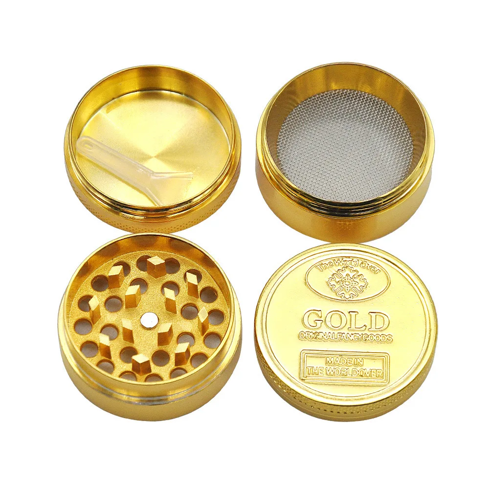 

Zinc Alloy Gold Tobacco Grinder for Smoking 4 Layer 40mm Dry Herb Crusher Grinders with Filter Screen Cigarette Accessories