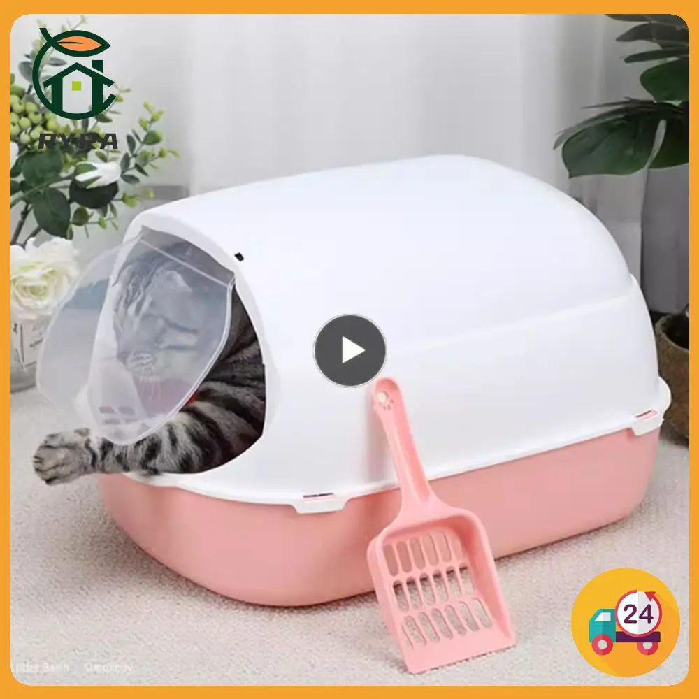 

Pet Sandbox Kitten Tray Bedpan Closed Cat Litter Box Large Capacity Plastic Anti-Splash Cats Toilet Cleaning Bath Pet Supplies