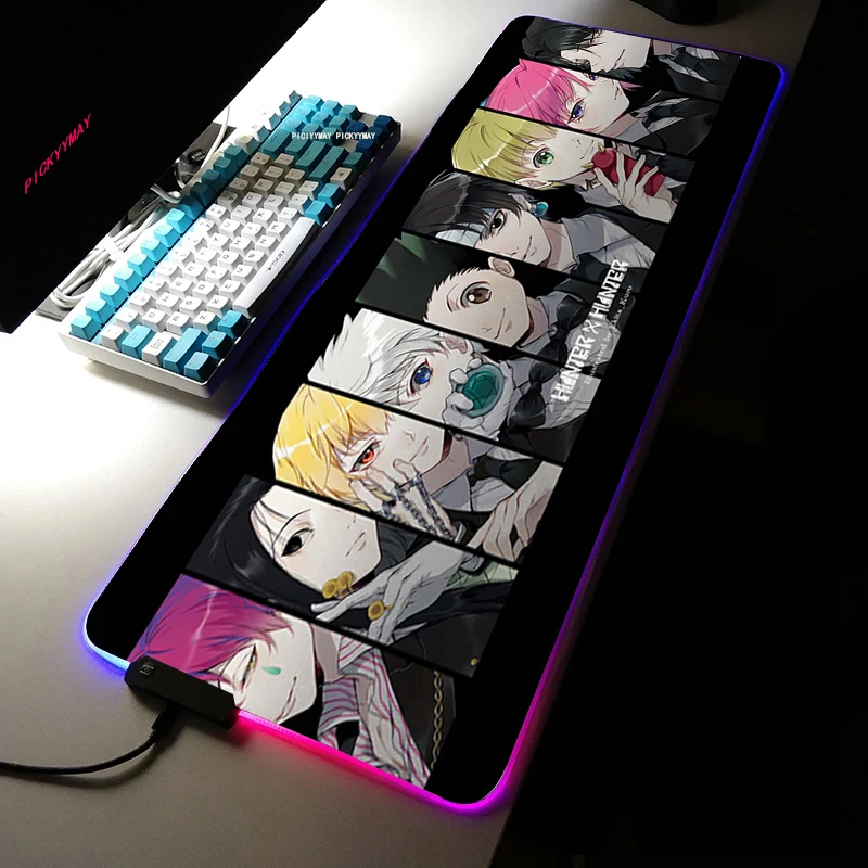 

Hunter x Hunter RGB Gaming Mouse Pad Large XXL Size Mouse Carpet Big Keyboard Pad Computer Mousepad Desk Play Mat With Backlit