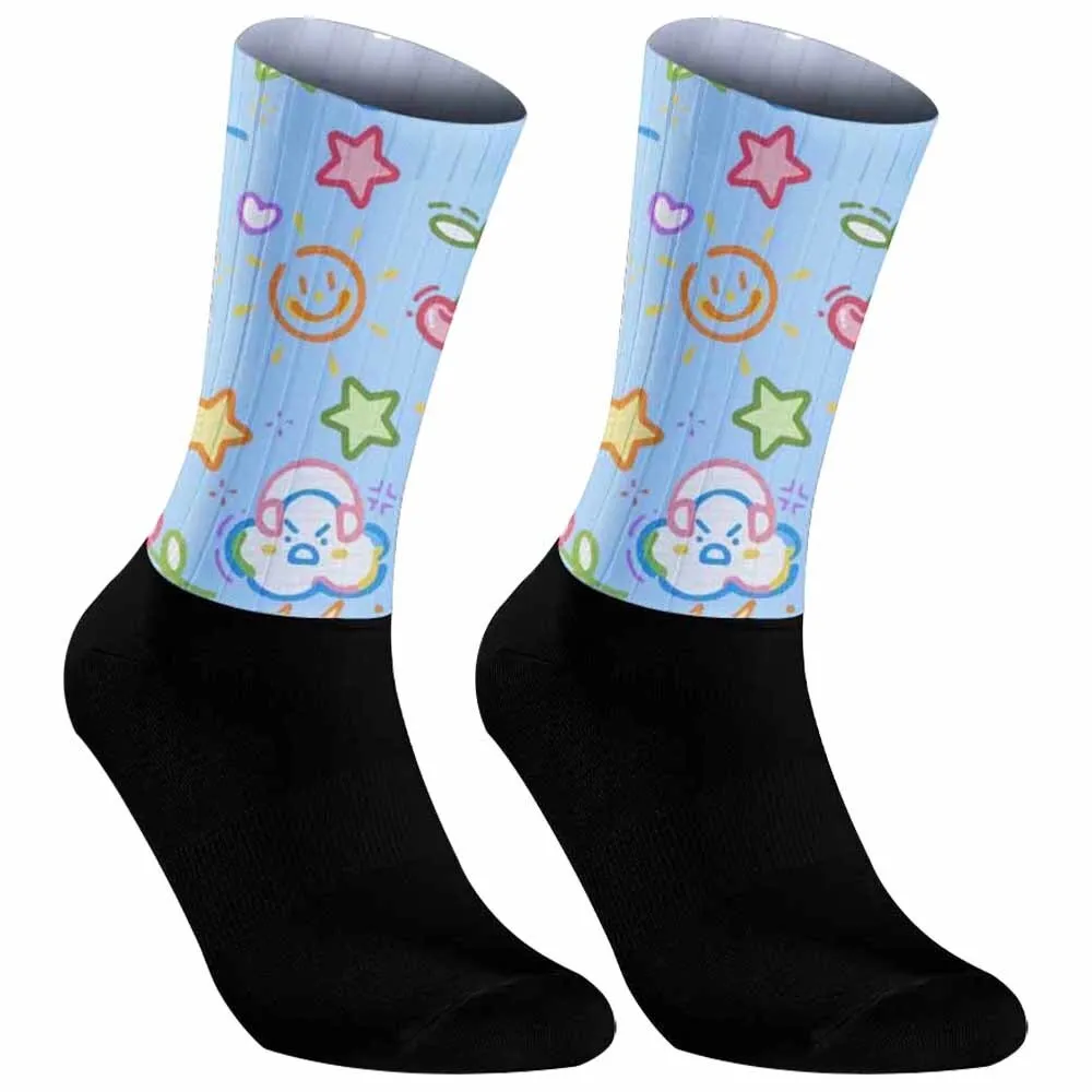 Мужские и женские велосипедные носки с радужными пончиками новинка 2024 дышащие