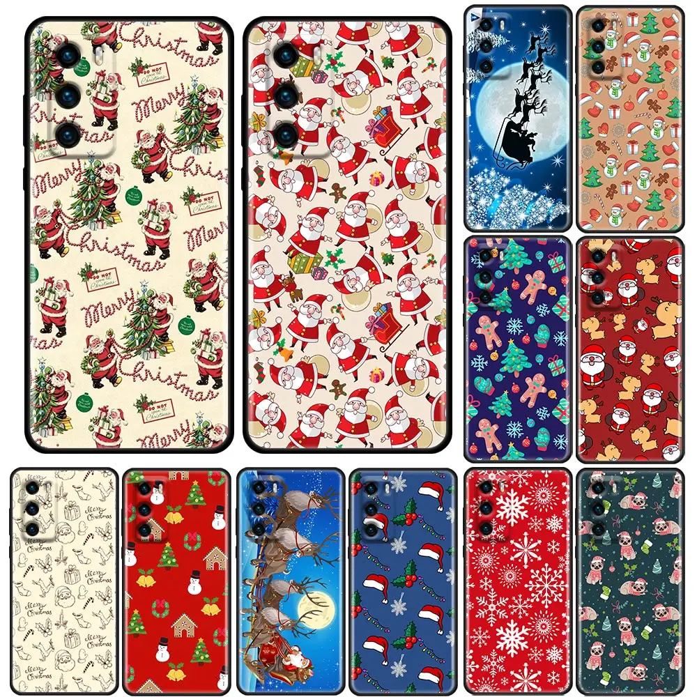 

P30Lite Case For Huawei P30 P40 10 Lite P20 P50 Pro P Smart Z 2019 Soft Funda Cases Cover Merry Christmas Santa Claus Elk Snow