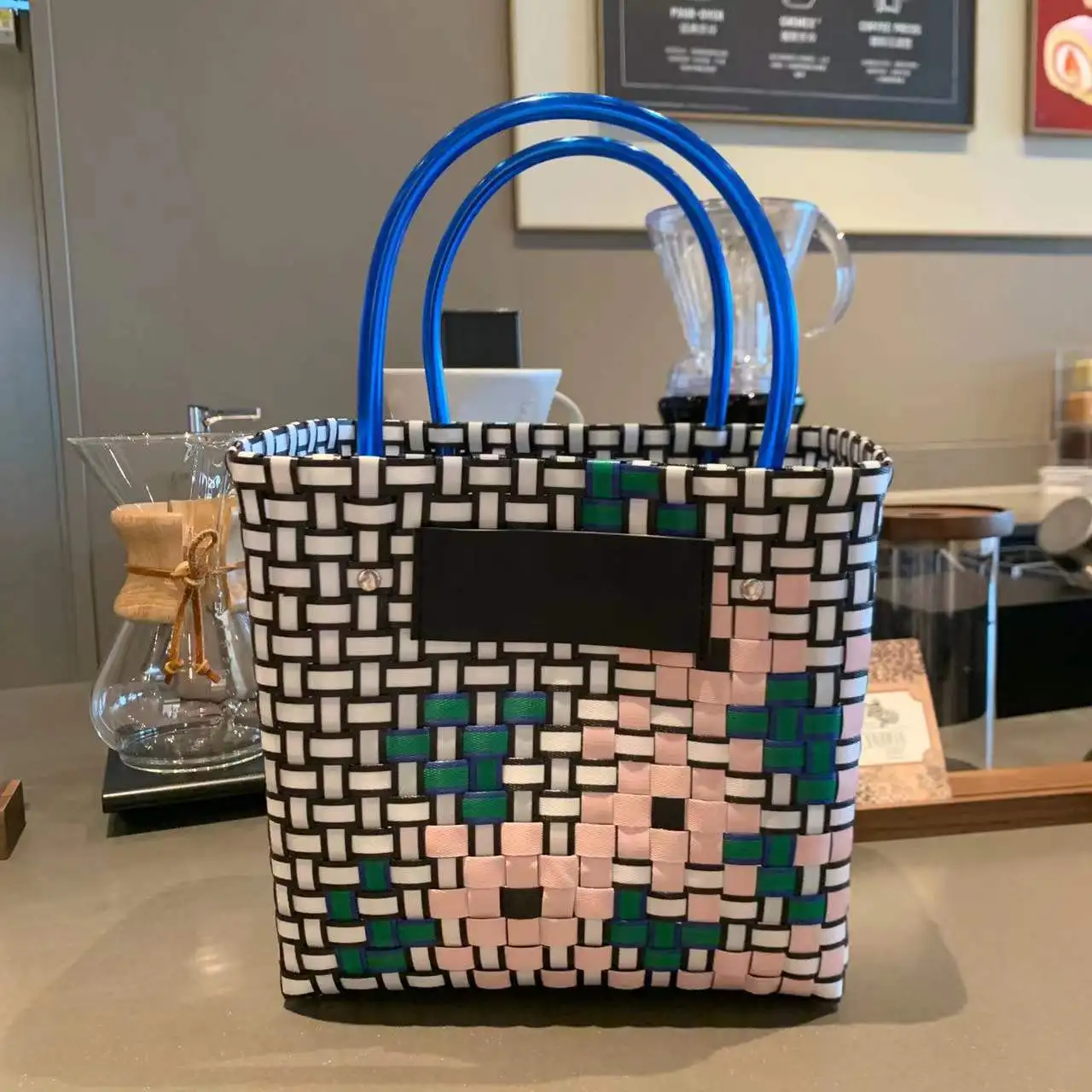 

2022 New Handmade Women's Woven Bag Shopping Bag Ins Picnic Basket Basket Internet Celebrity Colorful Vegetable Basket