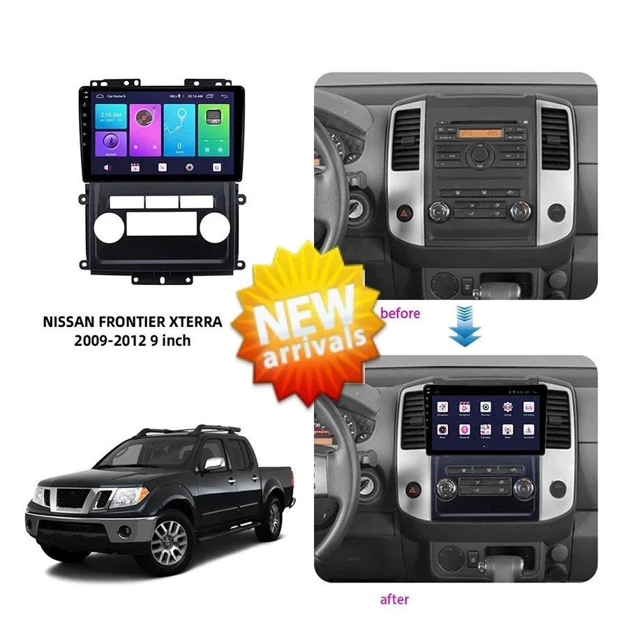 Фото Автомобильное радио Carplay Android 14, для Nissan Frontier 2009-2012, для Nissan Xterra 2 N50 2008-2015, мультимедийный плеер, навигация, стерео №2