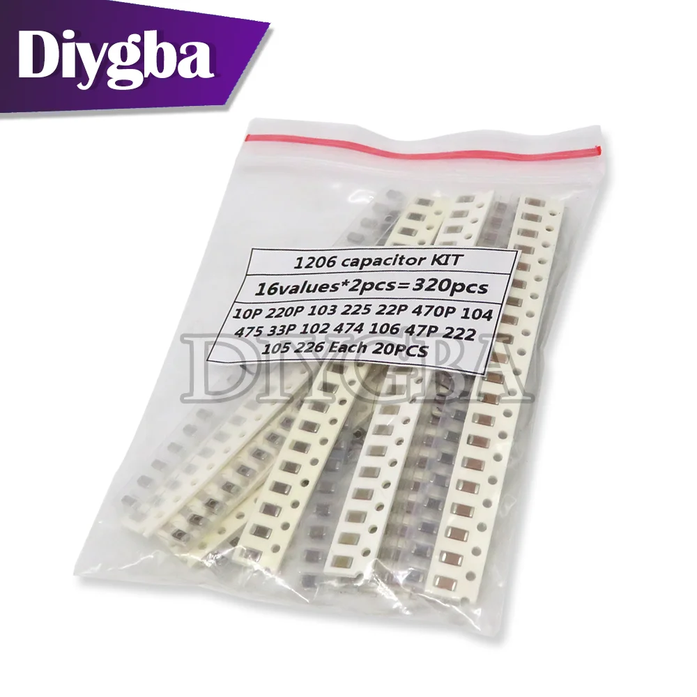 320 шт. 720 2500 набор конденсаторов SMD 0603 0805 diygba 16/1206 значений 1 пФ 36/50 4 7 ПФ нФ мкФ Ф |