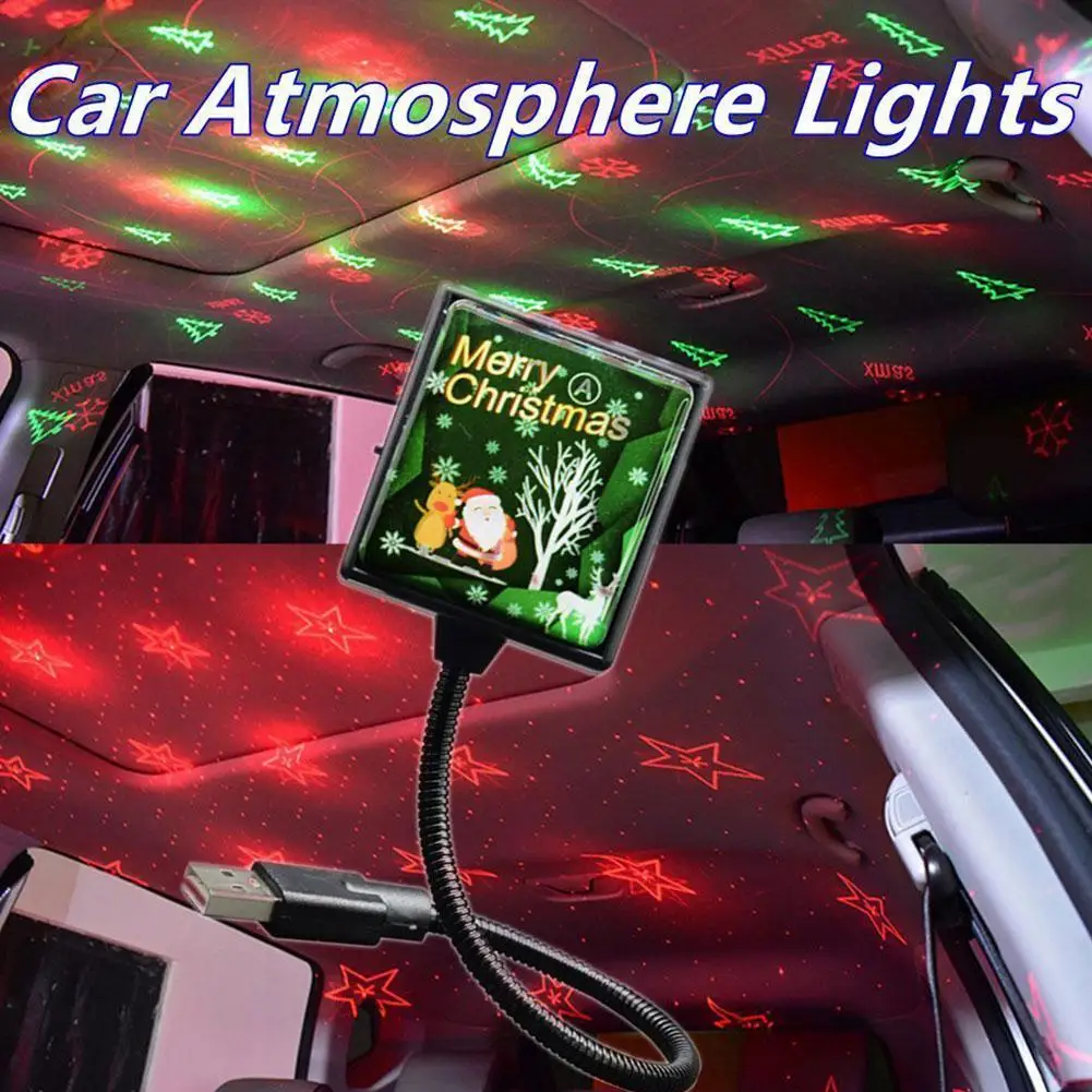 

Автомобильный проектор, Рождественские огни, двухцветные USB звездное небо, дышащие мигающие огни для автомобиля, Домашняя версия, C4R0