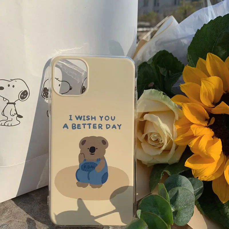 

Cute koala Bear animal clear Phone Case For iPhone 13 11 12 Pro Max mini 7 8Plus X XR XS Max Cartoon Matte shockproof Soft Cover