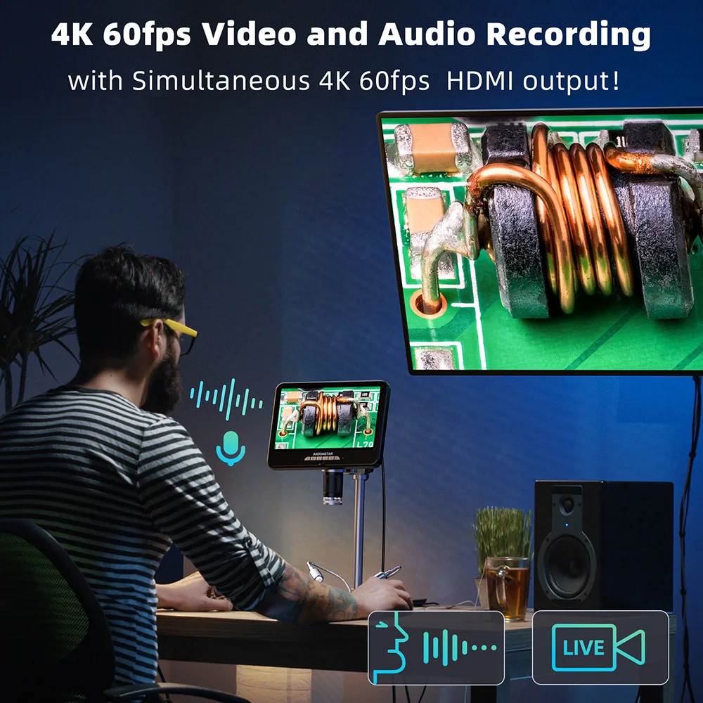 Andonstar First 4K HDMI цифровой микроскоп 2000X