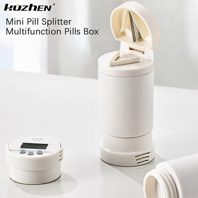 

3 в 1 Мини-разветвитель для таблеток, многофункциональный дорожный Чехол для таблеток с электронным напоминанием о времени, коробки для табл...