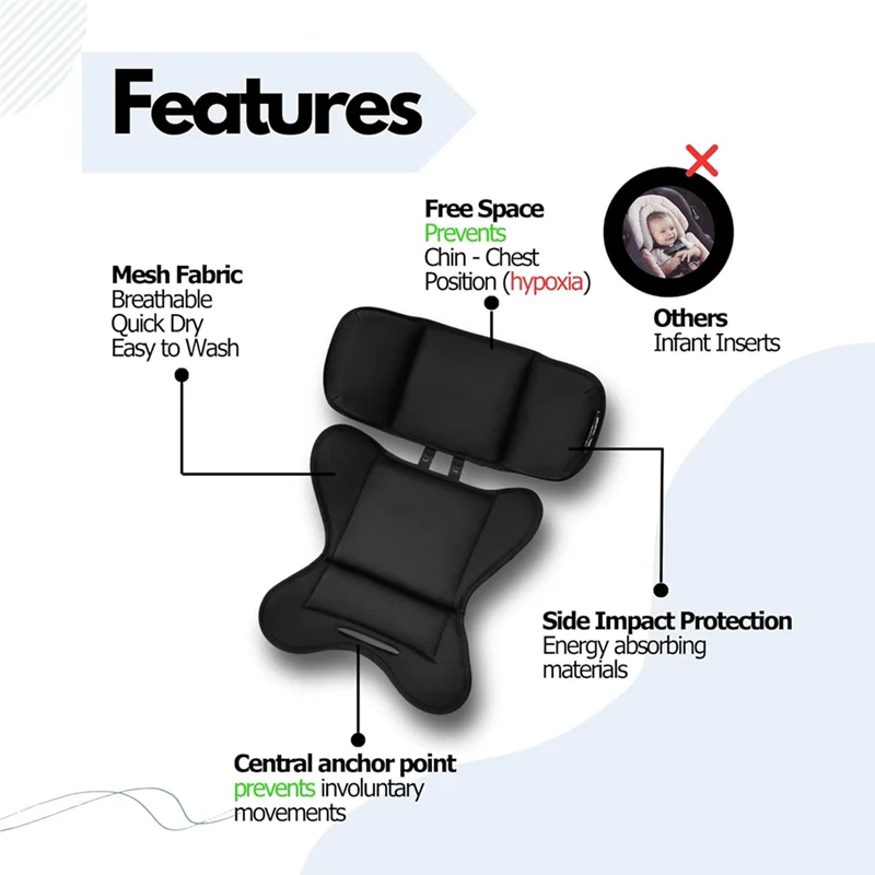Фото Защита от ударов для детских автокресел Doona, Graco Snugride, Britax, Chicco, Keyfit, Evenflo: вставка для младенцев с поддержкой головы и тела №4