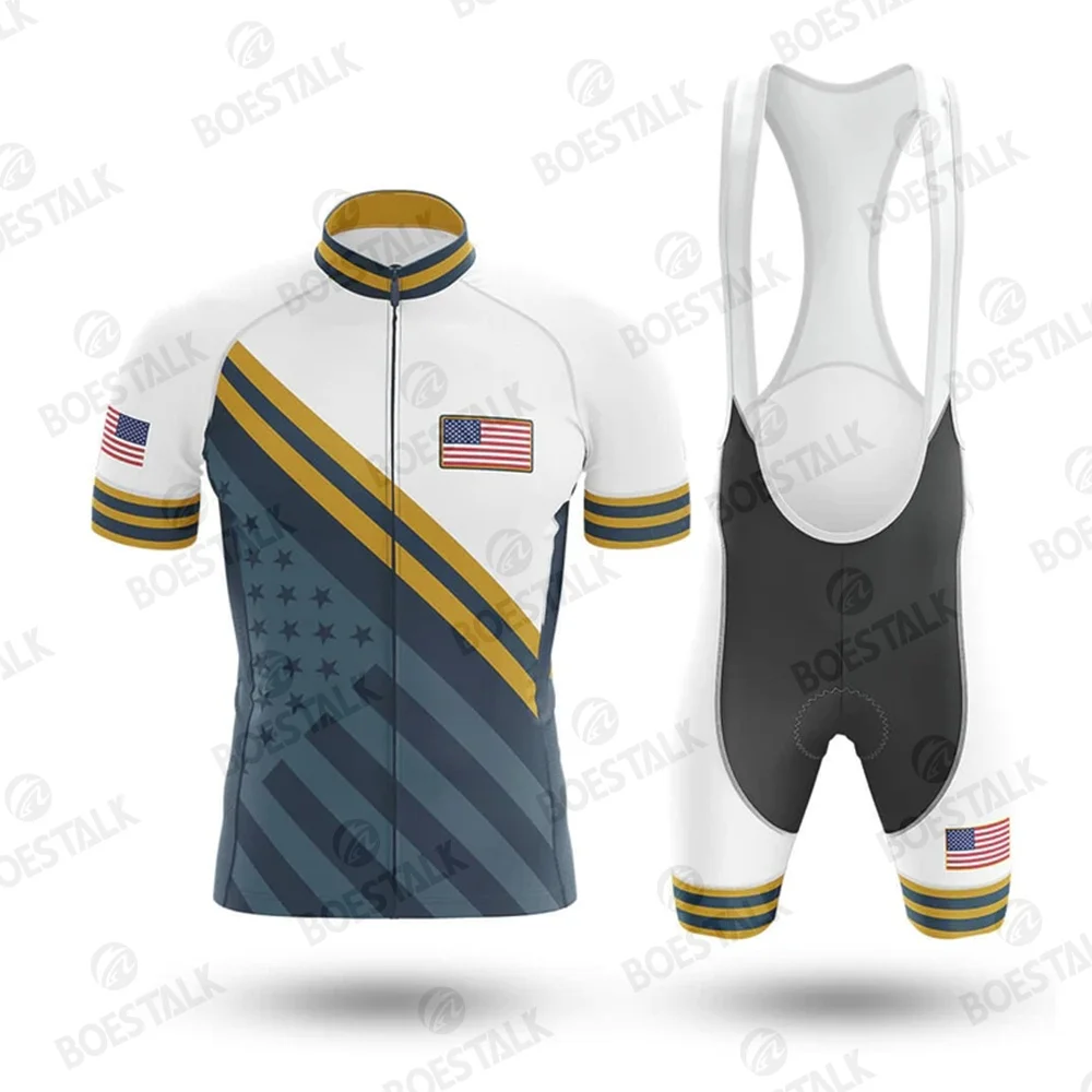 

2023 new pro us Team Cycling Jersey Set America Clothing Short Sleeve Mens Road Bike Shirts Bicycle Bib Shorts MTB Maillot Ropa