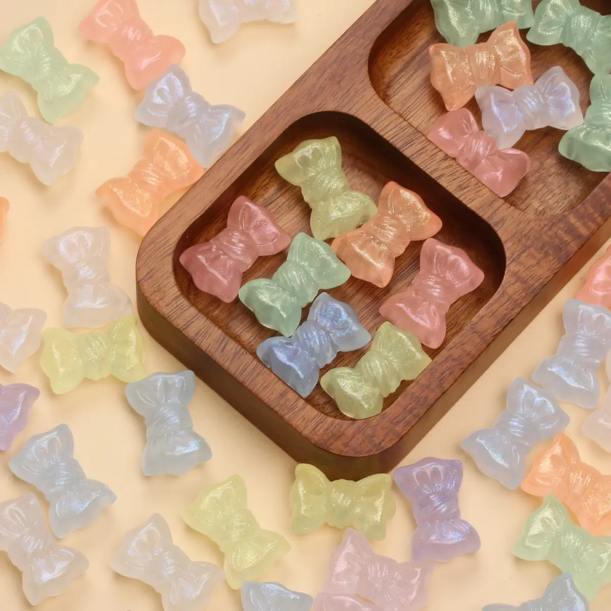 20 шт./лот 16*24 мм акриловые бусины в форме банта AB цветные подвески для ювелирных