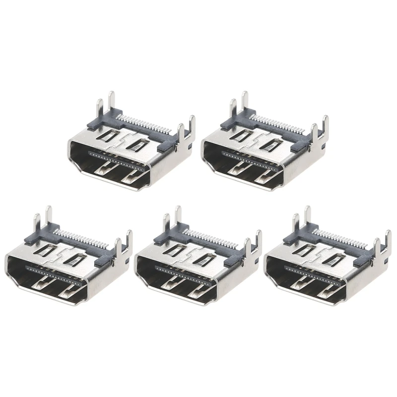 

5 Pieces HDMI-compatible Port Interface Connector Metal Video Interface Jack Connector Socket Replacement for PS4 Drop Shipping