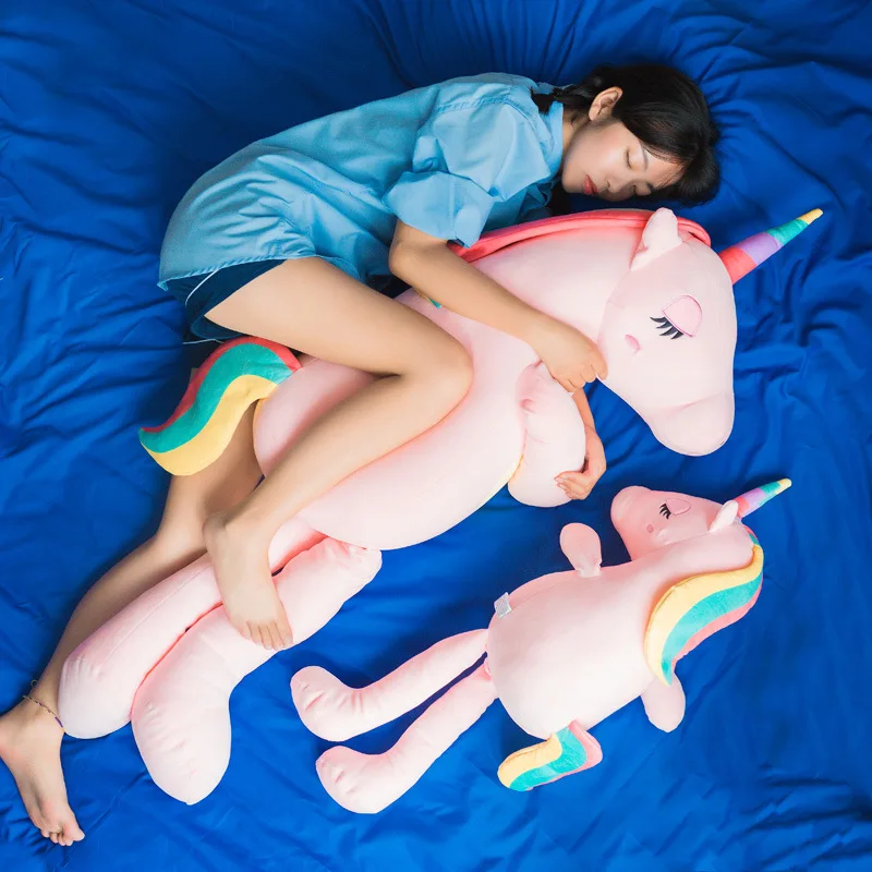 

[Funny] Big size 150cm Very cute soft unicorn horse Stuffed plush toy sleep doll Hold pillow Home Decoration Girl Birthday Gift