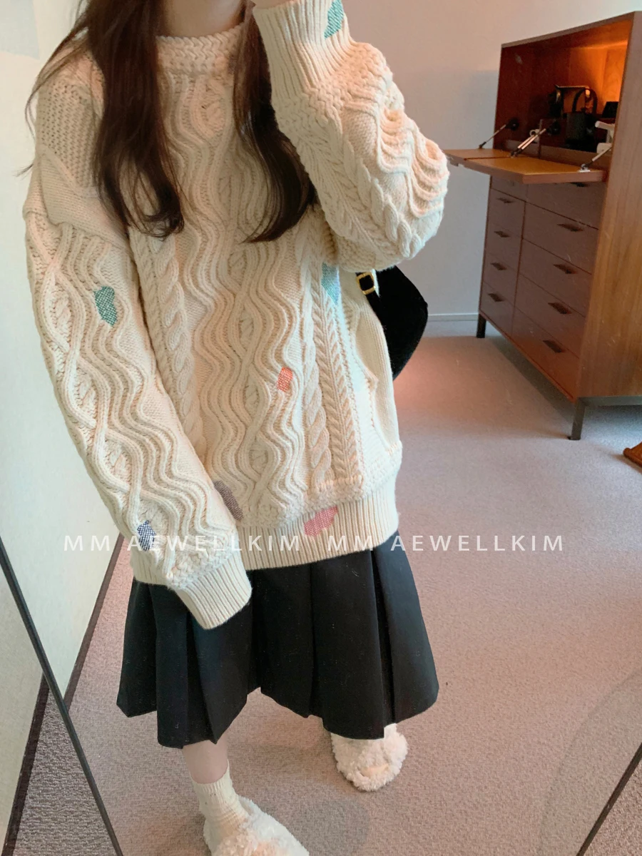 ADER ERROR knitted sweater men's and women's spring and autumn style loose casual lazy wind twist knitted shirt top Unisex style