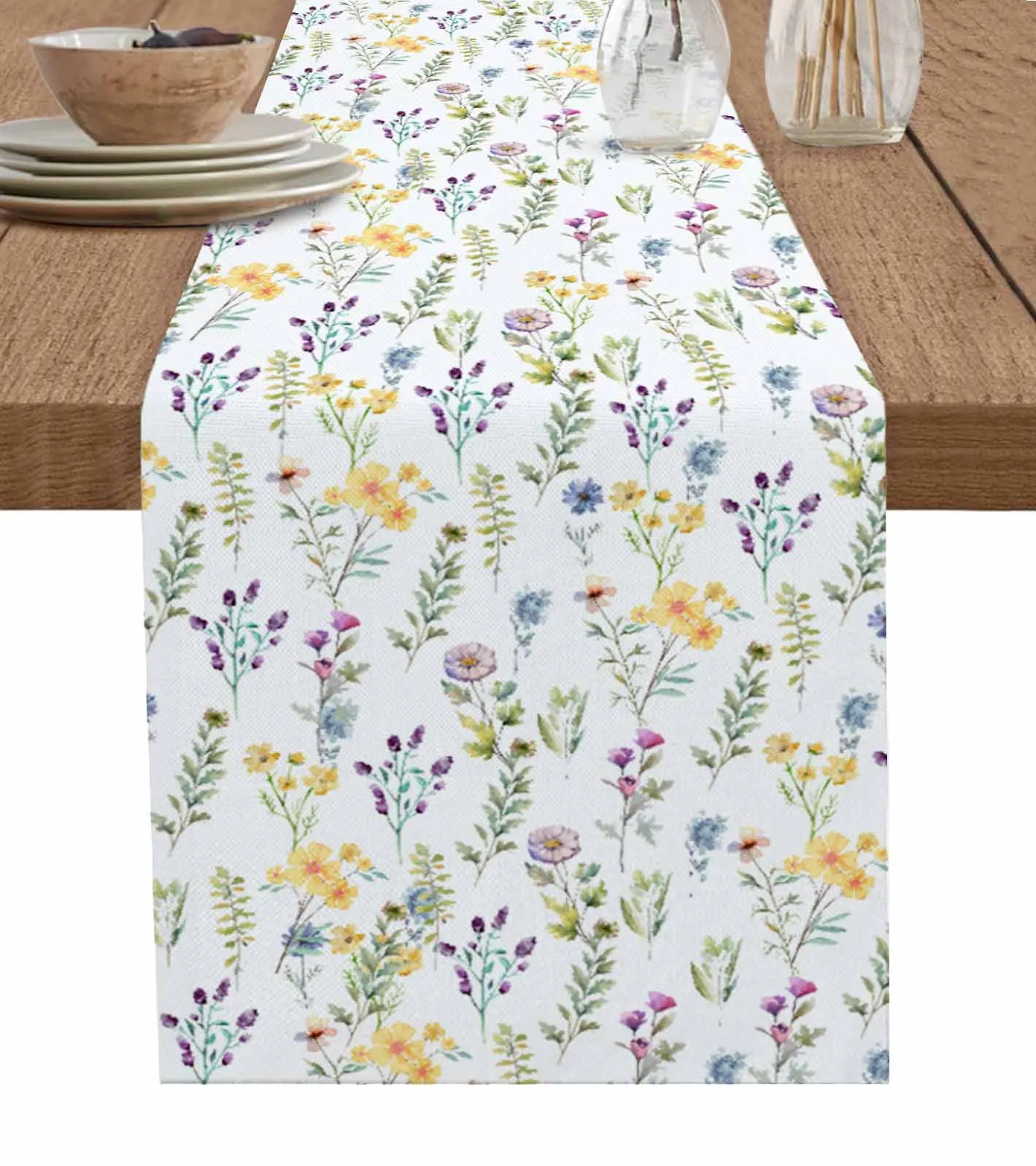 

Flower Watercolor Hand Painted Table Runner Luxury Wedding Decor Table Runner Home Dining Holiday Decor Tablecloth