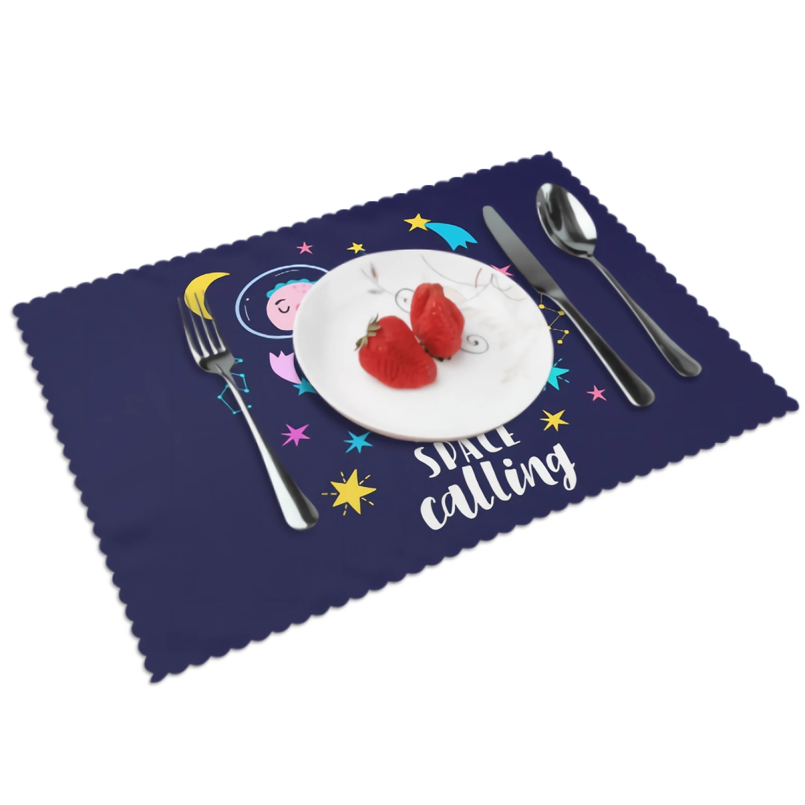 

Cute Cartoon Dinosaurs Placemats Navy Space Kid Boy Placemat Set of 4 Heat-Resisting Non Slip Table Mats