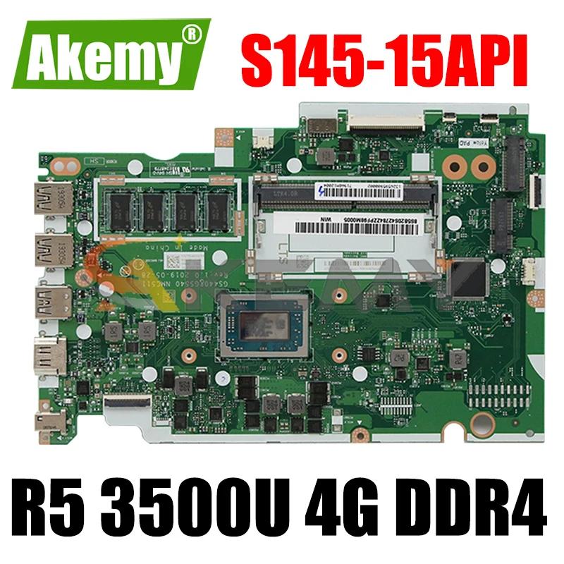 

NM-C511 для Lenovo IdeaPad S145-15API, портативная материнская плата с процессором R5 3500U и 4G DDR4 100%, рабочая материнская плата