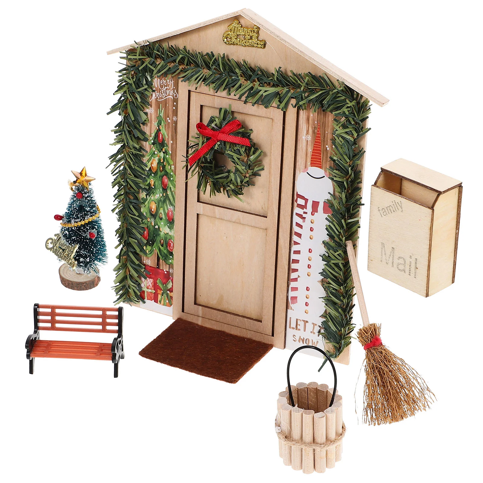 

House Home Decorations Model Christmas Kids Mini Toys Wooden Miniature Kit Ornament Child