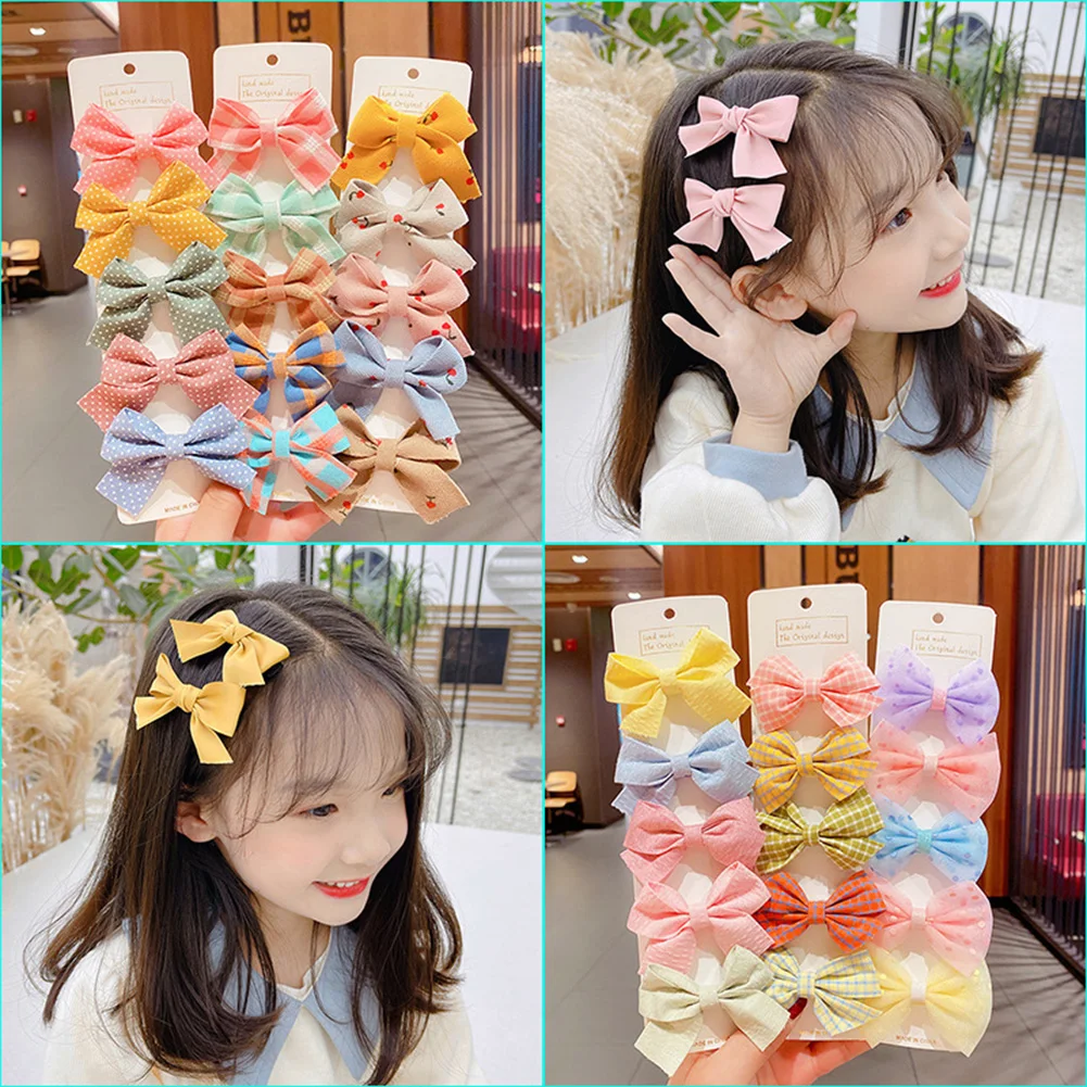 

5Pcs New Girls Cute Fashion Bow Hairclip Plaid Print Hairpins For Kids Children Sweet Headband Hair Clip Barrettes Accessories
