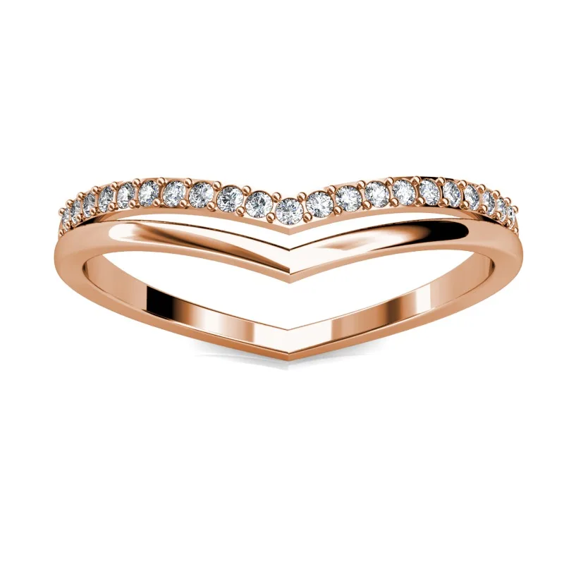 Фото Daisini Кристаллы от Swarovski V-образное двухслойное кольцо Винтажный темперамент и легкий роскошный дизайн Классические латунные украшения №4